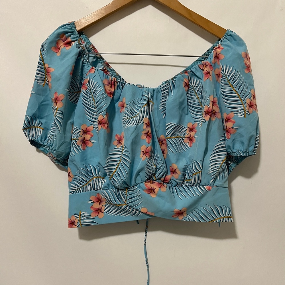 Tropical Floral Off-Shoulder Blouse